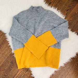 Grey and Yellow Color-Block Sweater